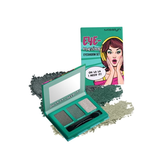 Misslyn 3 Color Eye-mazing Eyeshadow Makeup Palette, Long-Lasting Waterproof Blendable Matte Glitter Eyes, #87