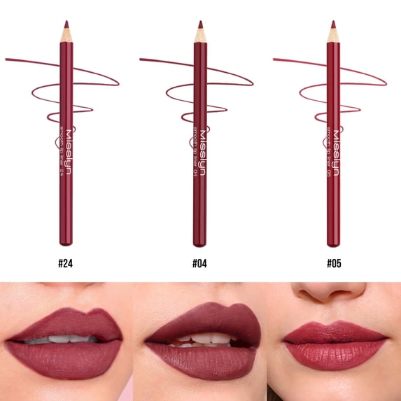 Misslyn 3PCS Smooth Lip Liner with Matte Effect, Long-lasting Shaping Makeup Lipliner Pencil, #04 #05 #24