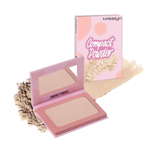 Misslyn Pressed Compact Powder Stay Matte #02 Sheer Ivory, High Coverage Shine Control Finishing Face Powder, 0.21 oz