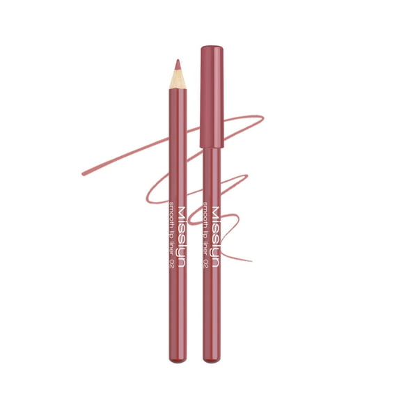 Misslyn Smooth Lip Liner with Matte Effect, Long-lasting Shaping Makeup Lipliner Pencil, 0.02oz/0.78g, 02 Nude Rusberry