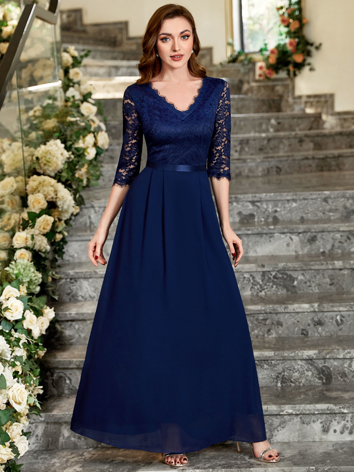 chinese dress ladies Amazon.com: MISSMAY Women's Formal Lace Chiffon Bell Sleeve Wedding Party  Long Dress (Medium, Navy Blue) : Clothing, Shoes & Jewelry main image 0