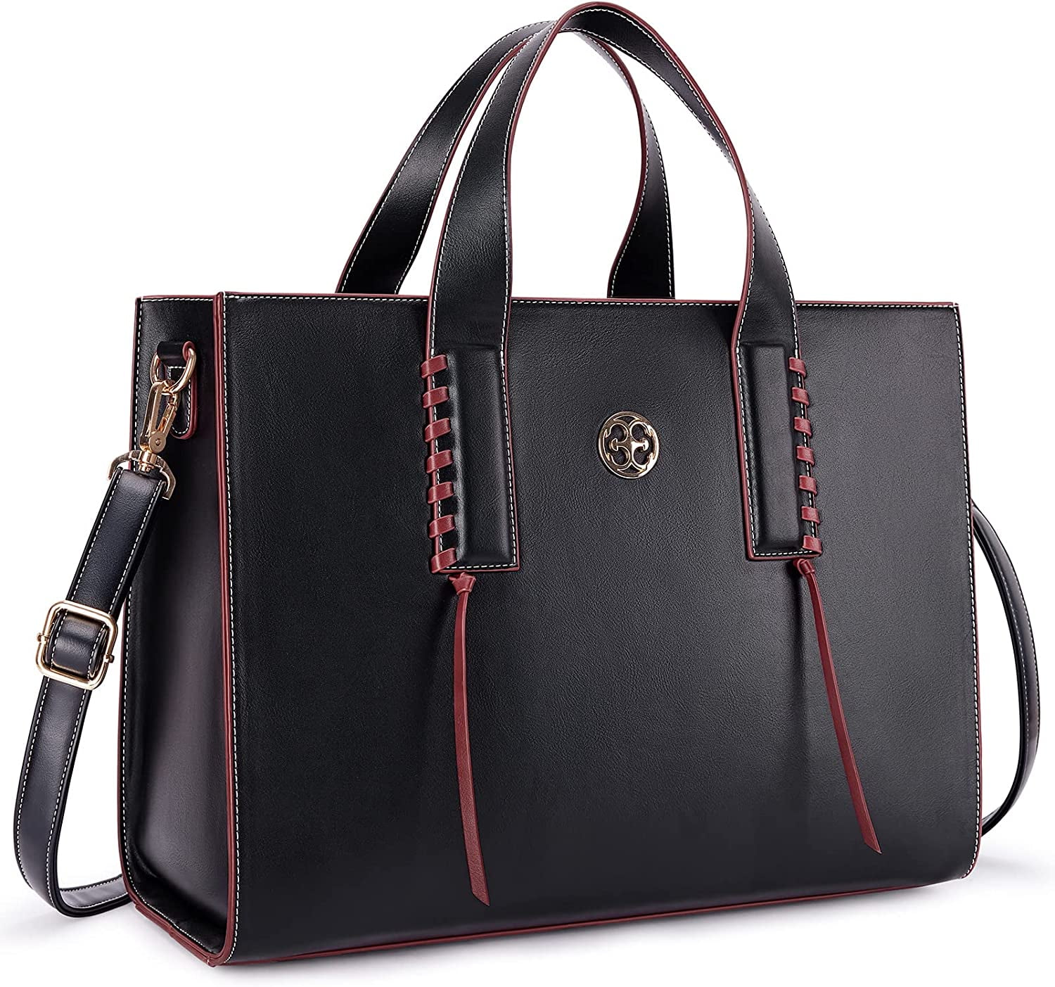 Missnine Women s 15.6 inch Laptop Tote Bag Professional Vegan Leather Shoulder Messenger Handbag for Work Travel Walmart