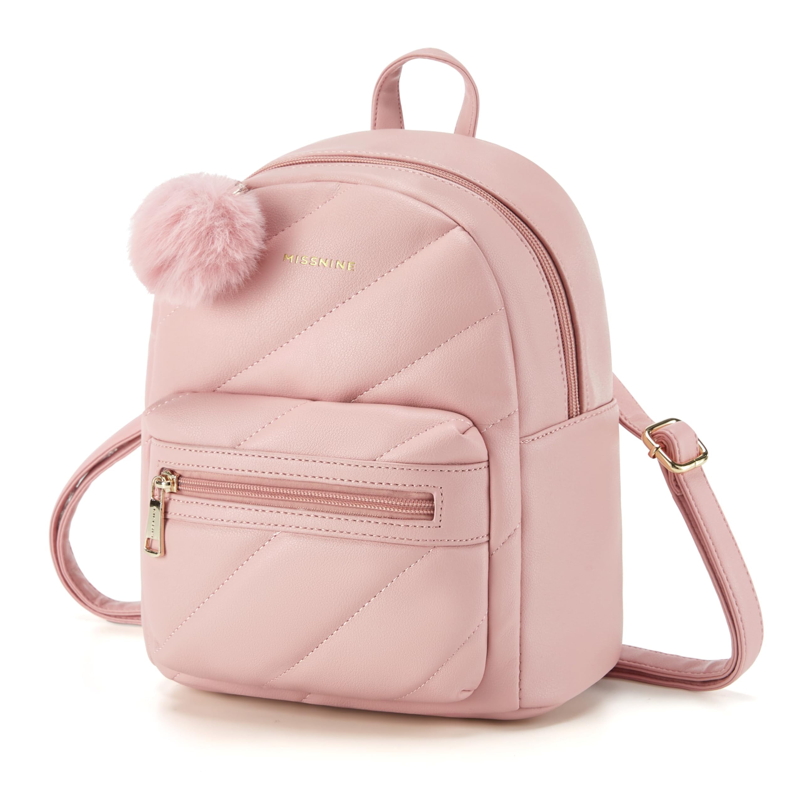 Mini Backpack Purse PU Leather Pom Tassel Adjustable Strap Women Teens Fashion Casual Backpack Missnine For Women - PU Leather  main image 3