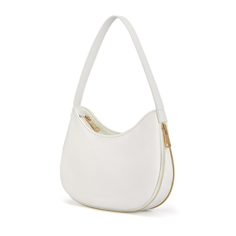 Missnine Shoulder Bag for Women Small Purse with Expansion Zipper Crescent Clutch Purse Vegan Leather Hobo Bag Trendy Handbag Cream Women s Size