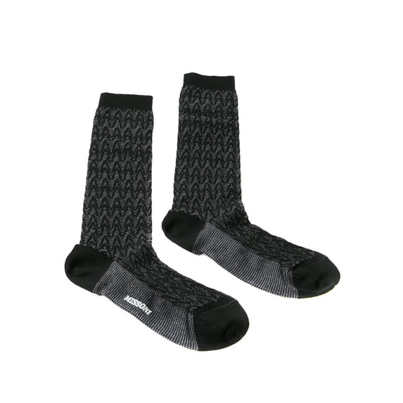 Missoni GM00CMD5227 0008 Gray/Black Chevron Calf Length Socks for Womens