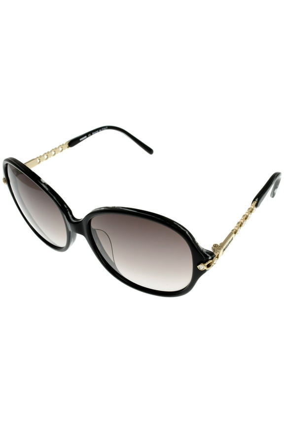 Sunglasses Women Black White Swarovski Elements Round MI680 01