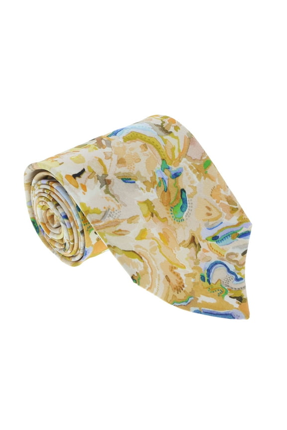 U1977  Peach/Brown Floral 100% Silk Tie for mens