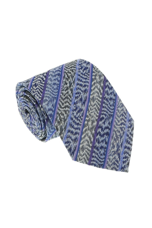 U4305 Blue/Purple Flame Stitch 100% Silk Tie for mens