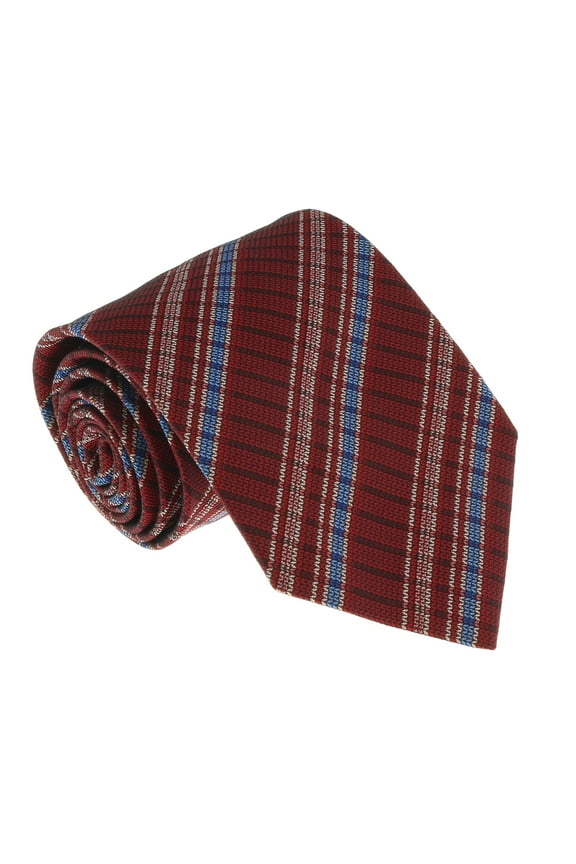 U4523 Red/Blue Madras 100% Silk Tie for mens