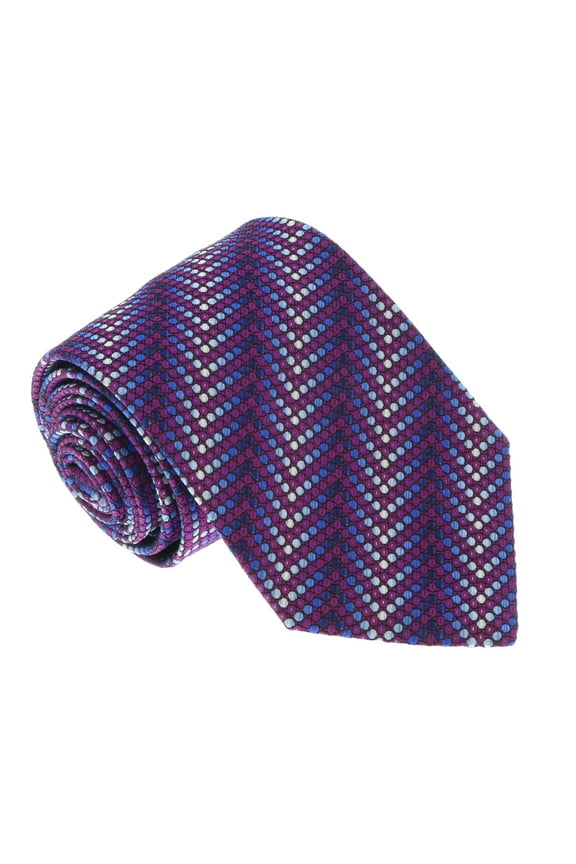 U5304 Purple/Silver Chevron 100% Silk Tie for mens