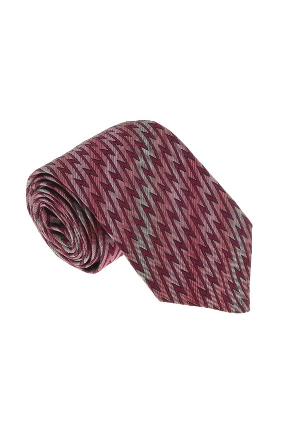 U5467 Pink/Red Flame Stitch 100% Silk Tie for mens