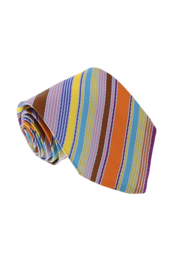 U8013 Orange/Gold Pencil Stripe 100% Silk Tie for mens