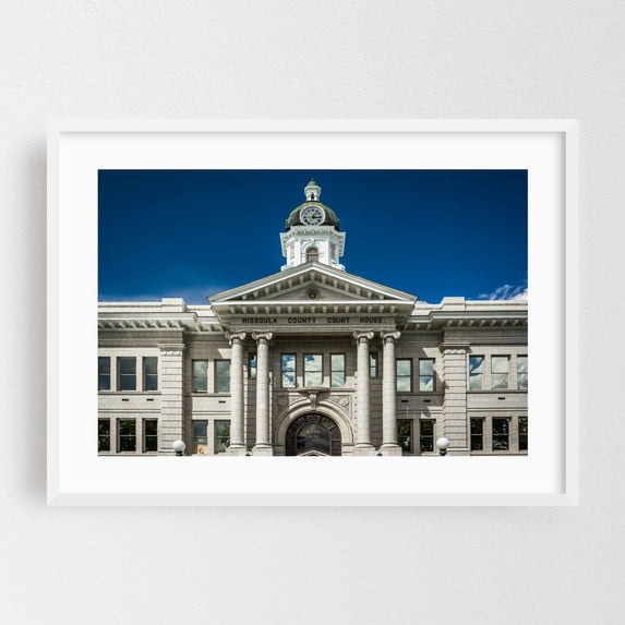 Missoula County Court House - Missoula Montana Photography White Framed Wall Art Print 20 x 30 inches