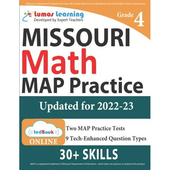 Pre-Owned Missouri Assessment Program Test Prep: 4th Grade Math Practice Workbook and Full-length Online Assessments: MAP Study Guide (Paperback) 1945730617 9781945730610