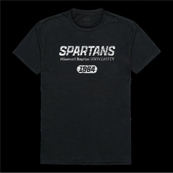 Missouri Baptist University Spartans Distressed Arch College T-Shirt, Black - Small