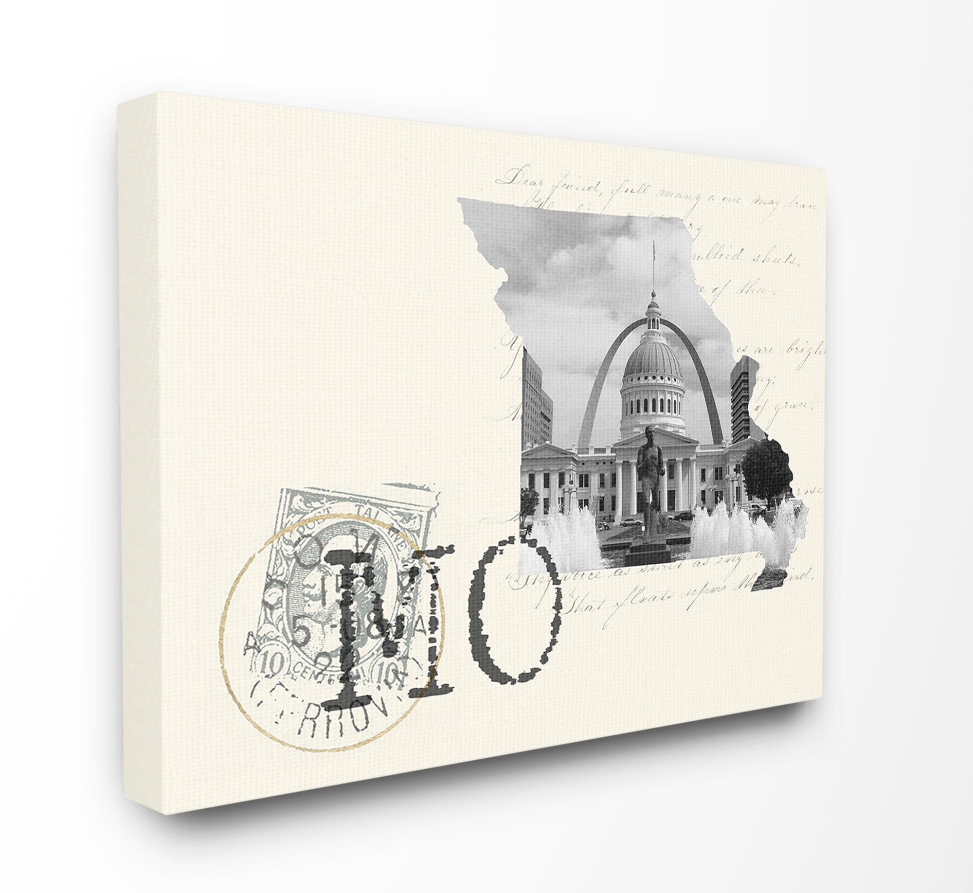 Missouri Black and White Photograph on Cream Paper Postcard Canvas Wall Art