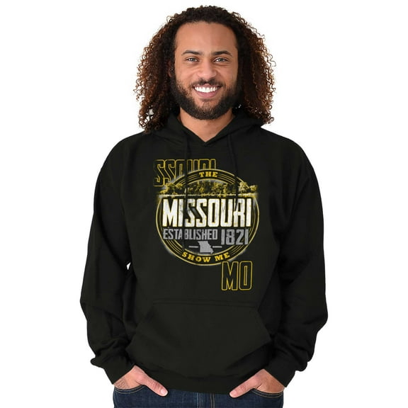 Missouri Distressed Block Letters MO Hoodie Sweatshirt Women Men Brisco Brands L
