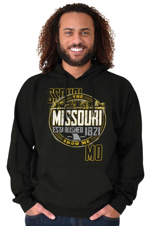 Missouri Distressed Block Letters MO Hoodie Sweatshirt Women Men Brisco Brands X