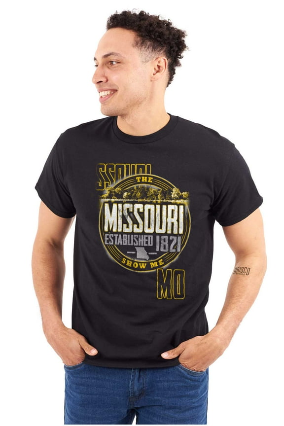 Missouri Distressed Block Letters MO Plus Size Crewneck Graphic Tee Shirt Brisco Brands 2X