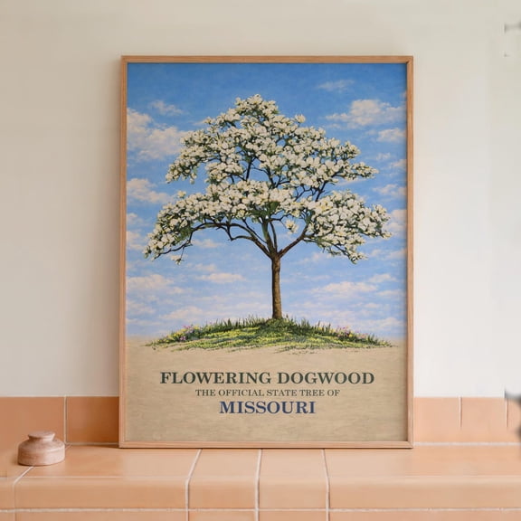 Missouri Dogwood State Tree Wall Art Decor Unframed Paper Print