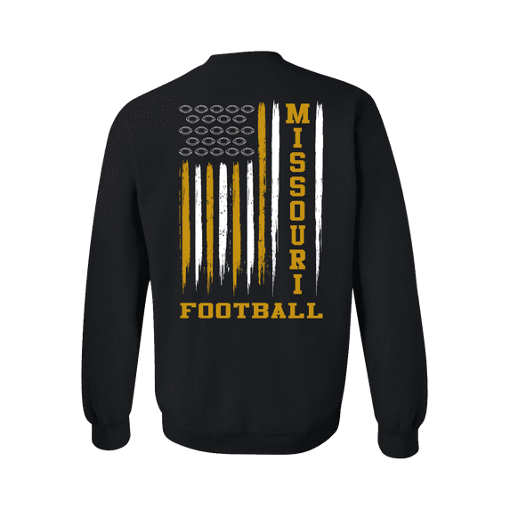 Missouri Football Team Color American Flag Mens Crewneck Pullover Sweatshirt-Black-small