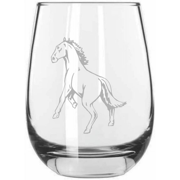 Missouri Fox Trotter Body Alternate Horse Themed Etched 15.25oz Libbey Stemless Wine Glass