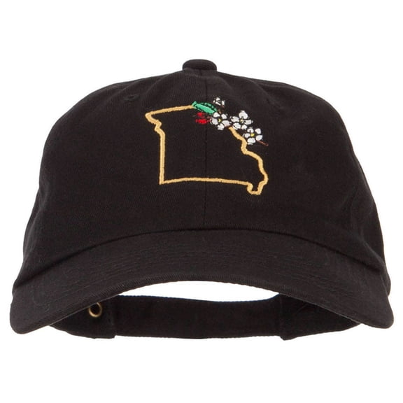Missouri Hawthorn with Map Embroidered Unstructured Washed Cap - Black OSFM