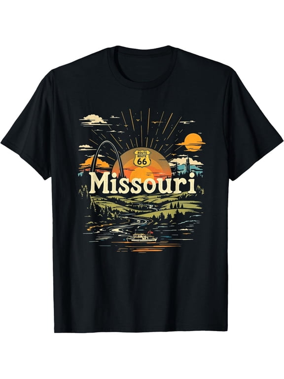 Missouri Home State Mo Nature Sunset Retro Vintage Apparel T-Shirt, Size S-5XL