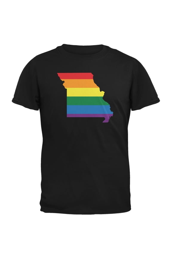 Missouri LGBT Gay Pride Rainbow Black Adult T-Shirt - X-Large