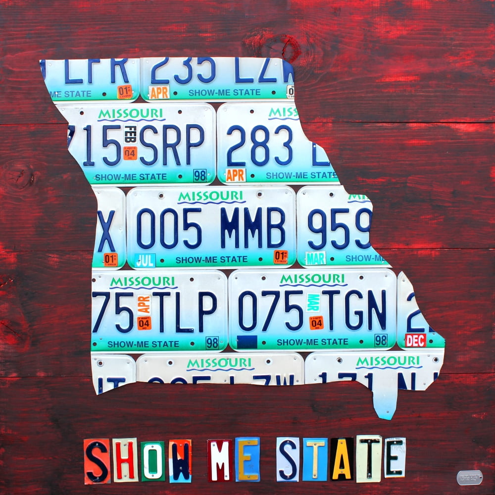 Missouri License Plate Map Canvas Art - Design Turnpike (24 x 24)