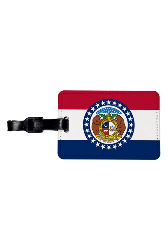 Missouri MO State Flag Faux Leather Travel Luggage Tag