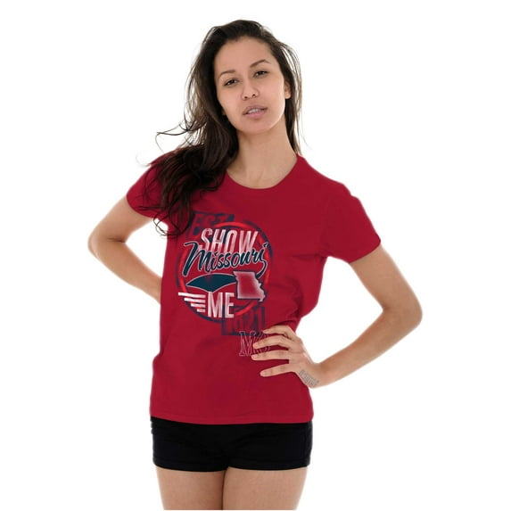 Missouri MO Vintage Road Trip Map Womens Fitted Plus Size Graphic Tee Brisco Brands 2X