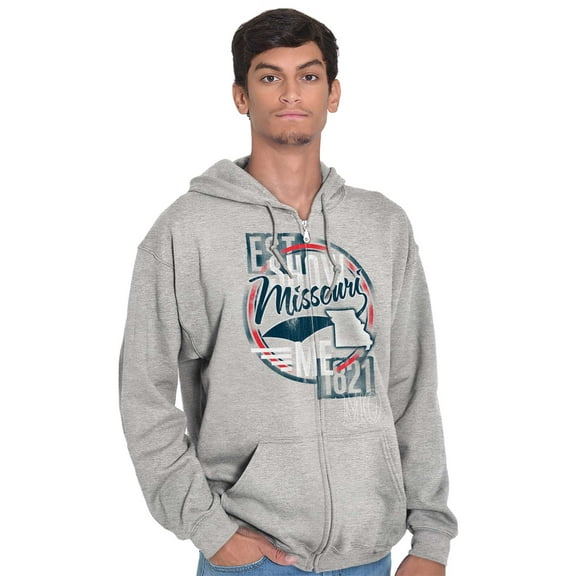Missouri MO Vintage Road Trip Map Zip Up Hoodie Men's Women's Brisco Brands X