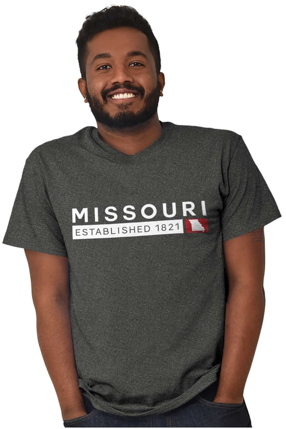 Missouri Map State Shape Established Men's Graphic T Shirt Tees Brisco Brands L