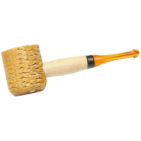 Missouri Meerschaum Miniature Straight Varnished Corncob Pipe Amber Stem 5612