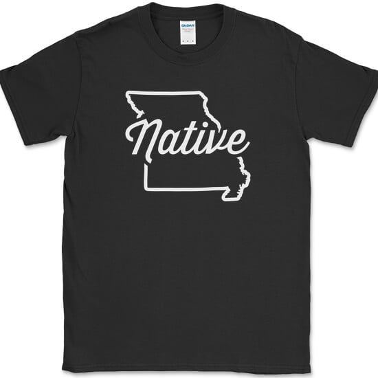Missouri Native T-Shirt Funny Humor State Pride Geography Tee - Black, 5XL