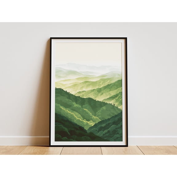 Missouri Ozark Mountains Landscape Art Print Vintage Travel Poster Green Nature Wall Decor Mountain Poster