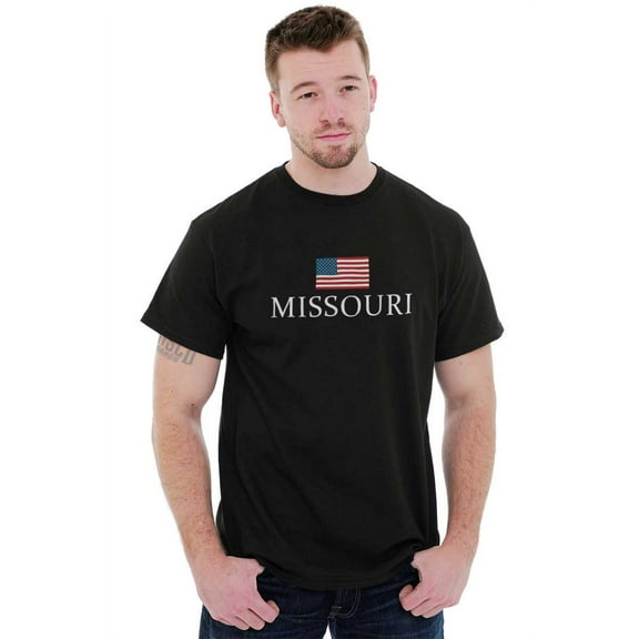 Missouri Pride American Flag MO USA Men's Graphic T Shirt Tees Brisco Brands L