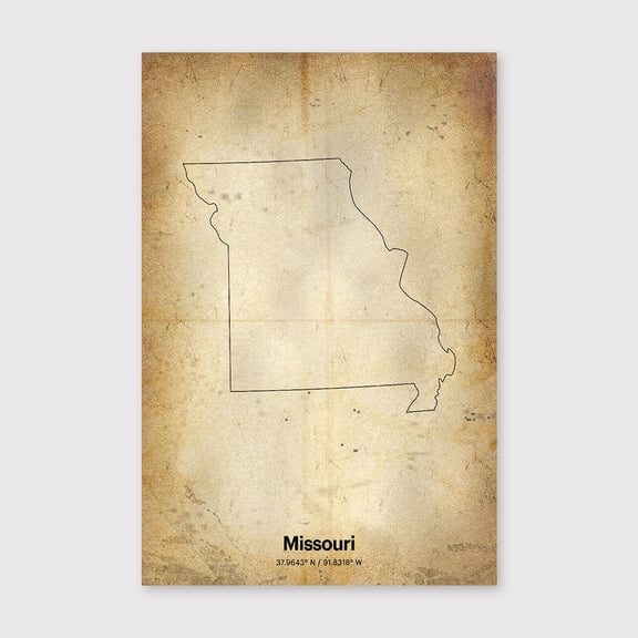 Missouri Print, Missourian Gift, Minimalistic Country Map Poster, MO Line Art, Latitude longitudefor Living Room Bedroom Office Farmhouse Neutral Home Artwork Ready to Hang 8x12 inch