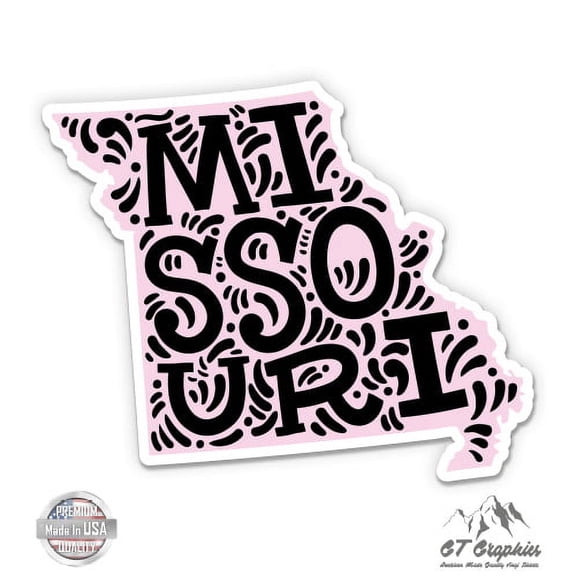 Missouri Shape Cute Letters Native Local - 12" Vinyl Sticker Waterproof Decal