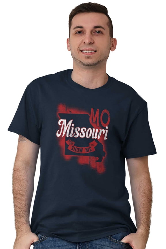 Missouri Show Me State Shape Souvenir Men's Graphic T Shirt Tees Brisco Brands M