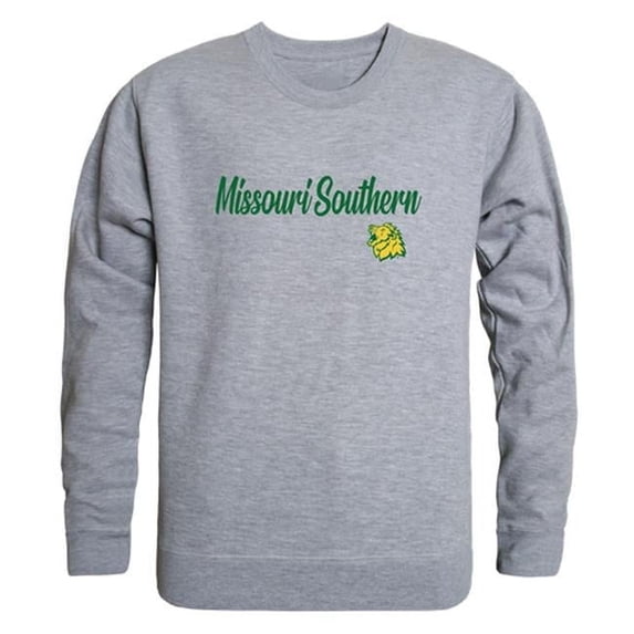 Missouri Southern State University Lions Script Crewneck Sweatshirt, Heather Grey - Small