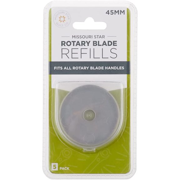 Missouri Star Universal Rotary Cutter Blades 45mm, 5 Pack | Super Sharp Replacement Blades, Fits All Handles Fabric Trimmer Refill for Quilting and Sewing Projects