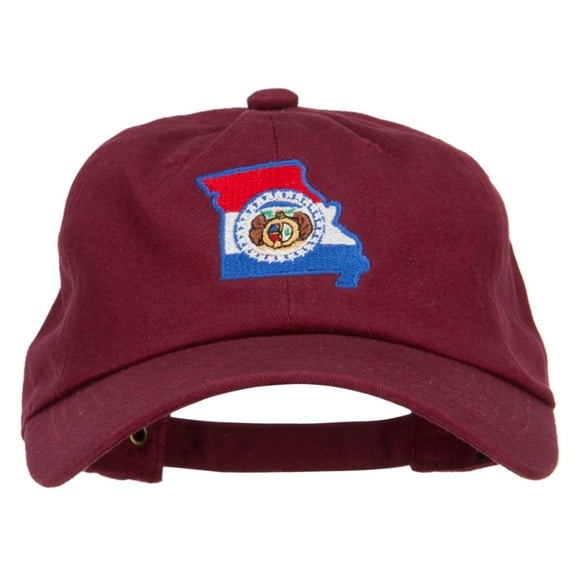 Missouri State Flag Map Embroidered Unstructured Washed Cap - Wine OSFM