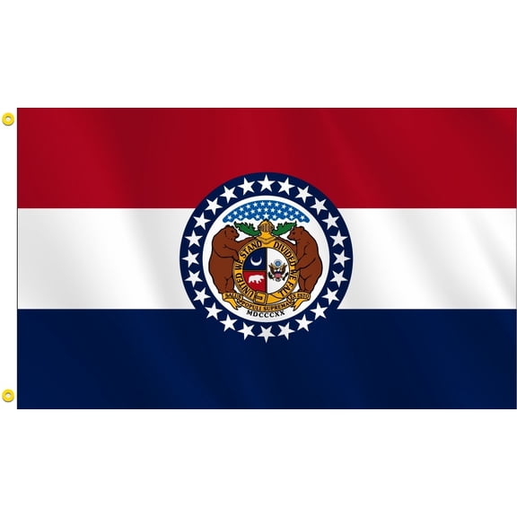 Missouri State Flag, Nylon, 3' x 5', 100% Made in USA, Canvas Header, Heavy-Duty Brass Grommets