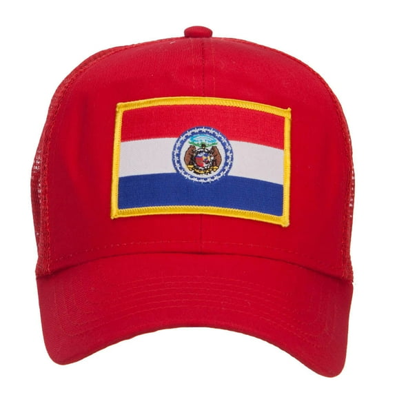 Missouri State Flag Patched Mesh Cap - Red OSFM