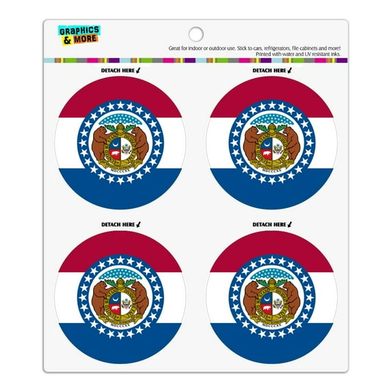 Missouri State Flag Refrigerator Fridge Locker Vinyl Circle Magnet Set