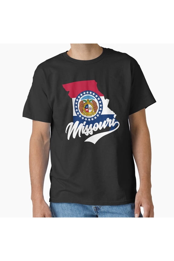 Missouri State Map And Flag Patriotic Pride T-Shirt All Size S-5XL