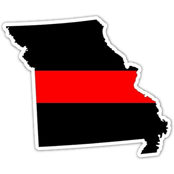 Missouri State Shape Fireman Red Line Ribbon Sticker Decal 4x5 in