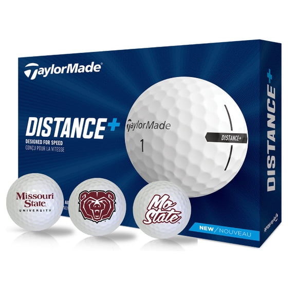 Missouri State University Bears Logo Edition Taylormade Distance+ Golf Balls 12-Pack (Dozen)
